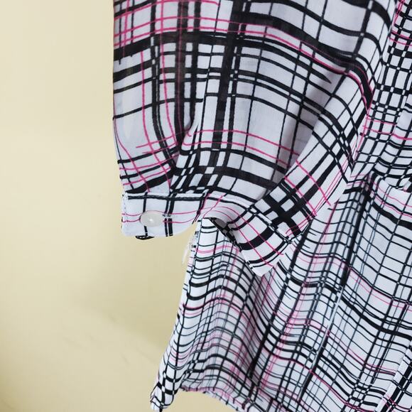 4/$25 Worthington Grid Print Long Sleeve Blouse Size S - Picture 6 of 12